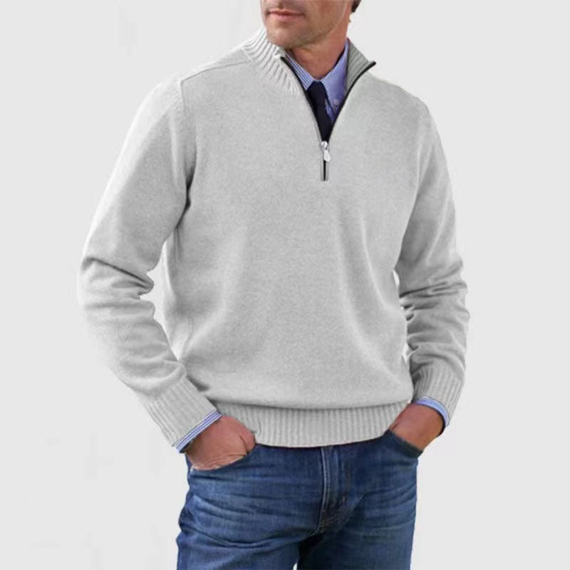 Elysian Heritage - Casual Knitwear Zipper-Top Sweater