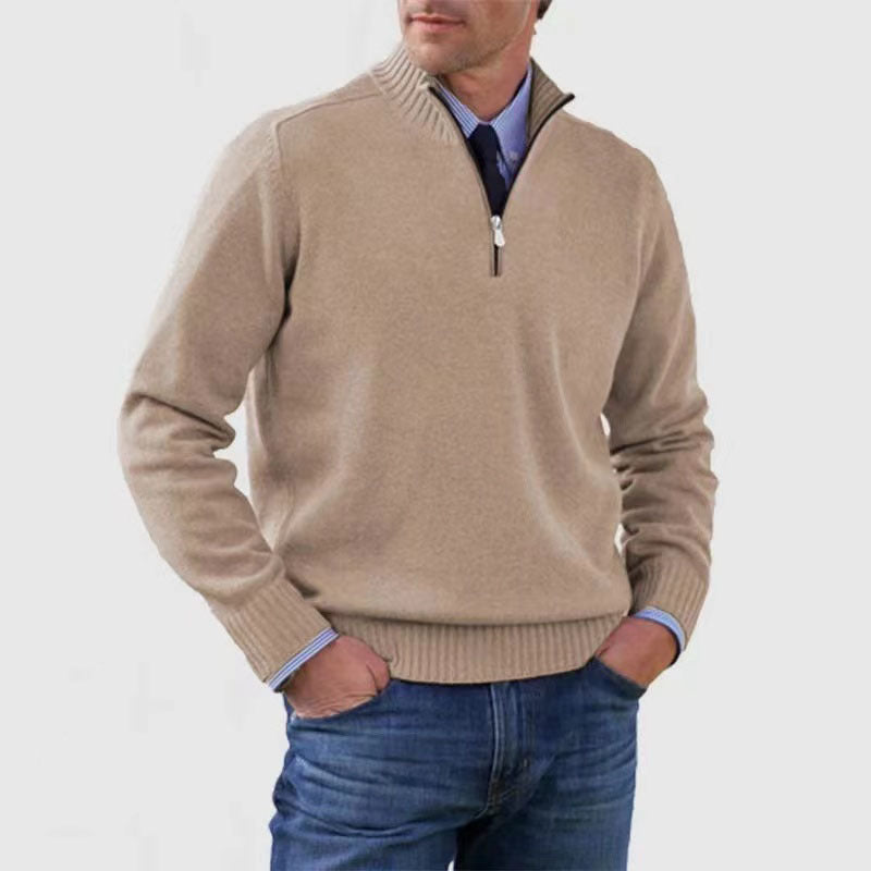 Elysian Heritage - Casual Knitwear Zipper-Top Sweater