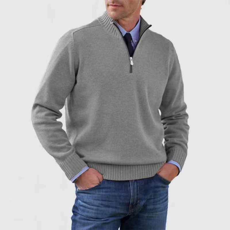 Elysian Heritage - Casual Knitwear Zipper-Top Sweater