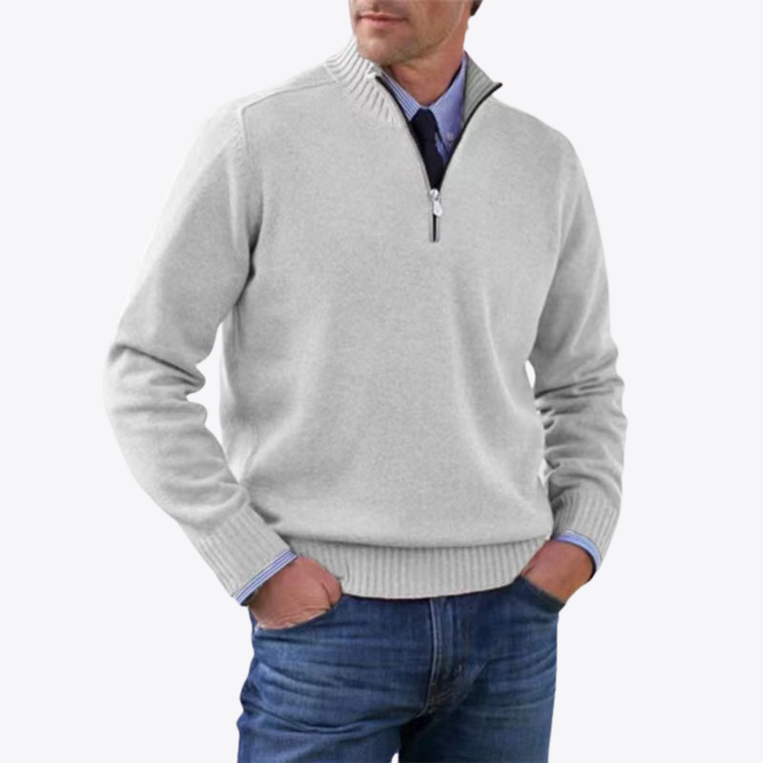 Elysian Heritage - Casual Knitwear Zipper-Top Sweater